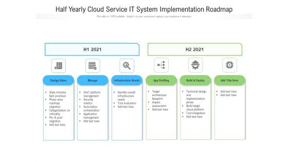 Half Yearly Cloud Service IT System Implementation Roadmap Mockup