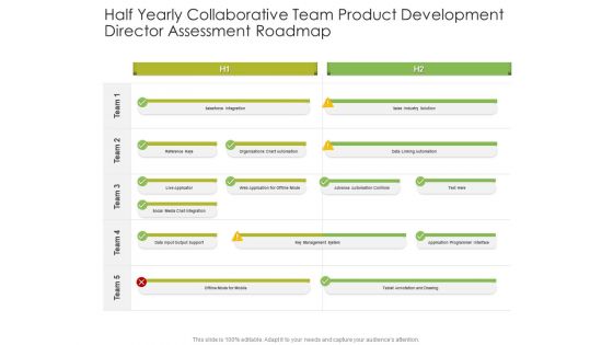 Half Yearly Collaborative Team Product Development Director Assessment Roadmap Graphics