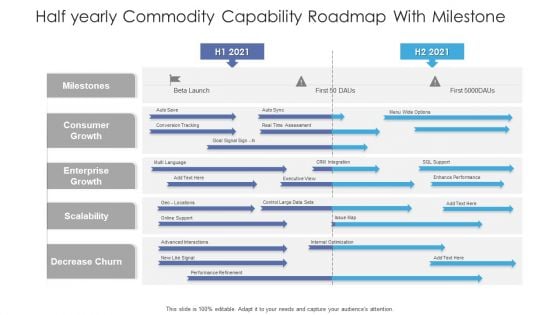 Half Yearly Commodity Capability Roadmap With Milestone Guidelines