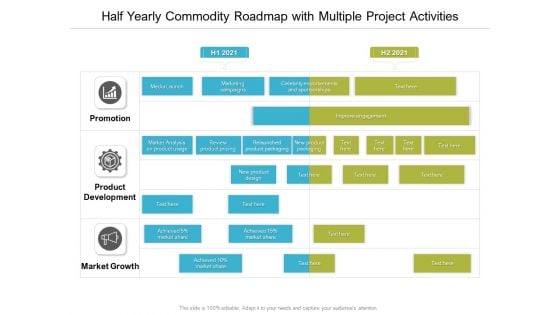 Half Yearly Commodity Roadmap With Multiple Project Activities Elements