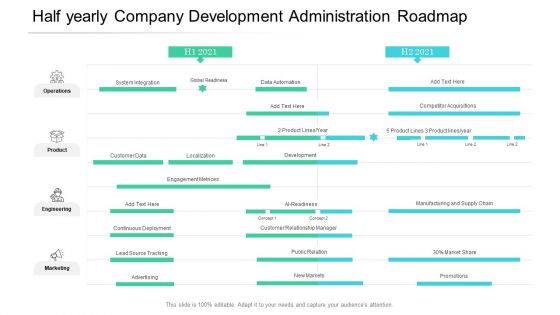 Half Yearly Company Development Administration Roadmap Pictures