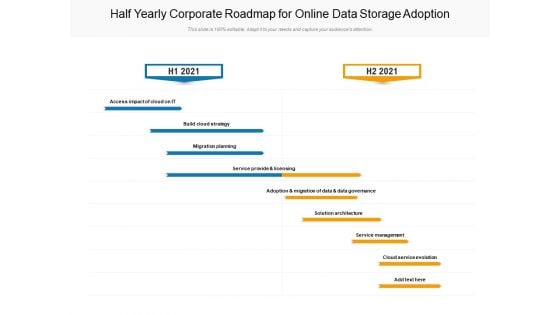 Half Yearly Corporate Roadmap For Online Data Storage Adoption Ideas