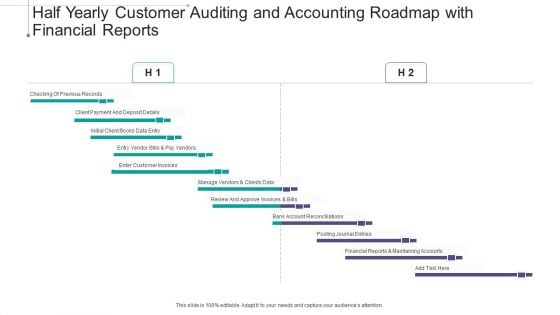 Half Yearly Customer Auditing And Accounting Roadmap With Financial Reports Template