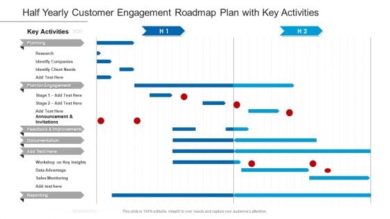 Half Yearly Customer Engagement Roadmap Plan With Key Activities Diagrams