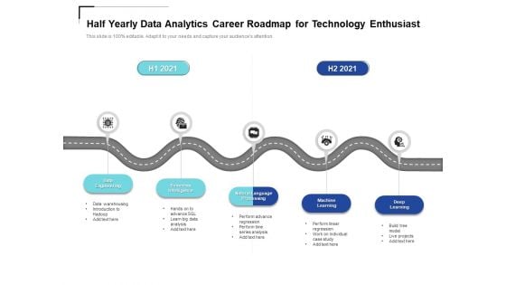 Half Yearly Data Analytics Career Roadmap For Technology Enthusiast Slides