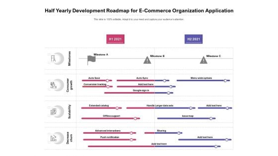 Half Yearly Development Roadmap For E Commerce Organization Application Introduction Half Yearly Development Roadmap For E Commerce Organization Application Introduction