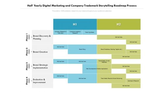 Half Yearly Digital Marketing And Company Trademark Storytelling Roadmap Process Microsoft