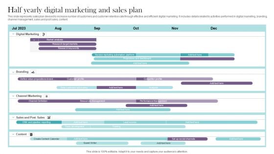 Half Yearly Digital Marketing And Sales Plan Brochure PDF Half Yearly Digital Marketing And Sales Plan Brochure PDF
