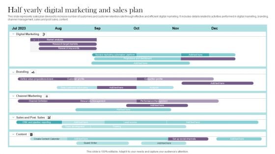 Half Yearly Digital Marketing And Sales Plan Brochure PDF