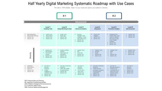 Half Yearly Digital Marketing Systematic Roadmap With Use Cases Brochure