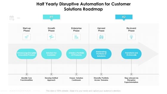 Half Yearly Disruptive Automation For Customer Solutions Roadmap Background