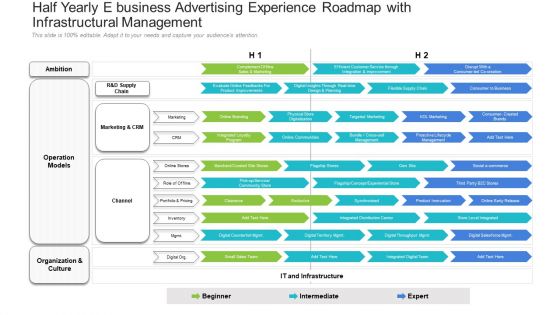 Half Yearly E Business Advertising Experience Roadmap With Infrastructural Management Topics