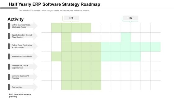 Half Yearly Erp Software Strategy Roadmap Demonstration
