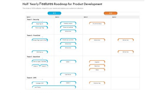 Half Yearly Features Roadmap For Product Development Diagrams