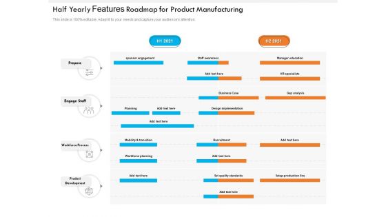 Half Yearly Features Roadmap For Product Manufacturing Elements Half Yearly Features Roadmap For Product Manufacturing Elements