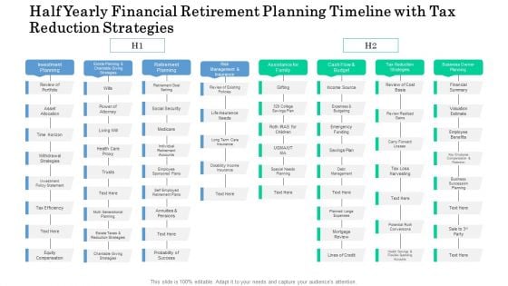 Half Yearly Financial Retirement Planning Timeline With Tax Reduction Strategies Brochure Half Yearly Financial Retirement Planning Timeline With Tax Reduction Strategies Brochure