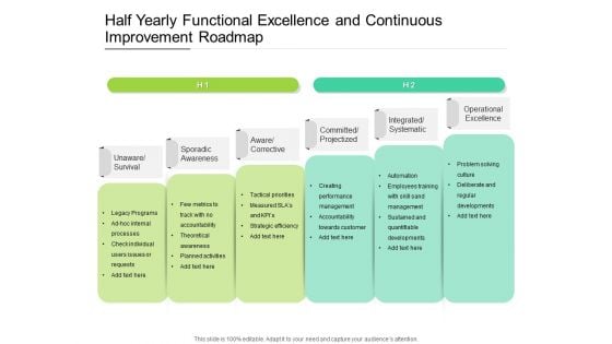 Half Yearly Functional Excellence And Continuous Improvement Roadmap Summary