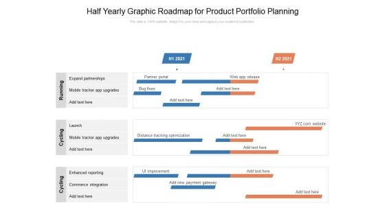 Half Yearly Graphic Roadmap For Product Portfolio Planning Background