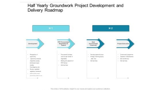 Half Yearly Groundwork Project Development And Delivery Roadmap Portrait