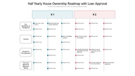 Half Yearly House Ownership Roadmap With Loan Approval Themes Half Yearly House Ownership Roadmap With Loan Approval Themes