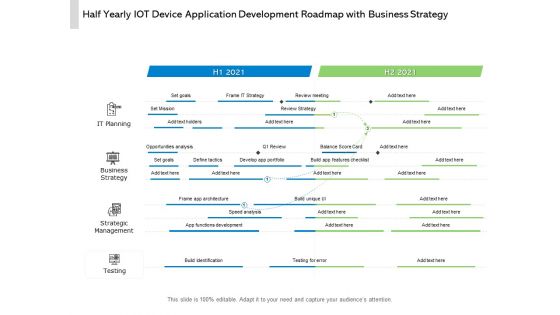 Half Yearly IOT Device Application Development Roadmap With Business Strategy Background