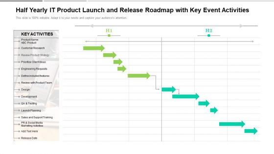 Half Yearly IT Product Launch And Release Roadmap With Key Event Activities Clipart