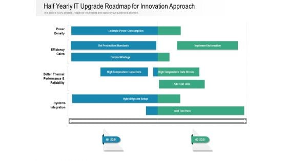 Half Yearly IT Upgrade Roadmap For Innovation Approach Diagrams