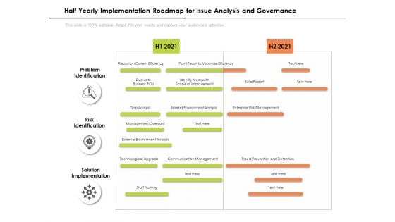 Half Yearly Implementation Roadmap For Issue Analysis And Governance Introduction Half Yearly Implementation Roadmap For Issue Analysis And Governance Introduction