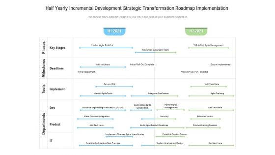 Half Yearly Incremental Development Strategic Transformation Roadmap Implementation Template