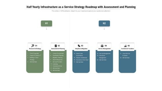 Half Yearly Infrastructure As A Service Strategy Roadmap With Assessment And Planning Mockup Half Yearly Infrastructure As A Service Strategy Roadmap With Assessment And Planning Mockup