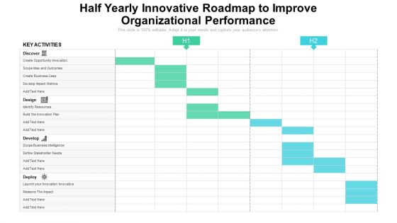 Half Yearly Innovative Roadmap To Improve Organizational Performance Designs