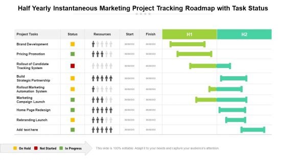 Half Yearly Instantaneous Marketing Project Tracking Roadmap With Task Status Sample Half Yearly Instantaneous Marketing Project Tracking Roadmap With Task Status Sample