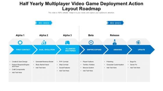 Half Yearly Multiplayer Video Game Deployment Action Layout Roadmap Mockup