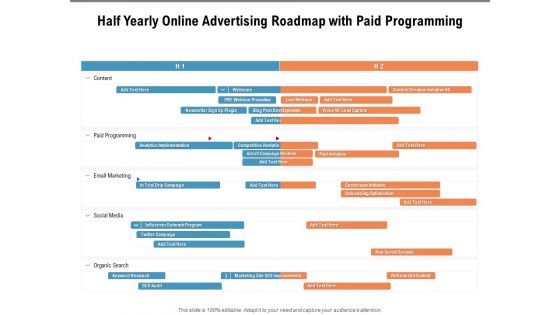 Half Yearly Online Advertising Roadmap With Paid Programming Slides