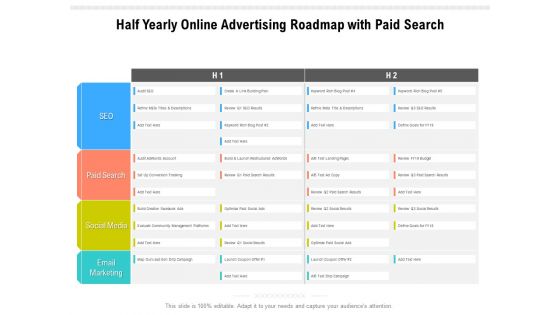 Half Yearly Online Advertising Roadmap With Paid Search Information