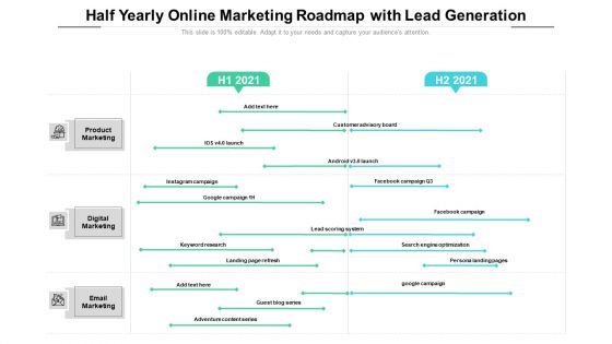 Half Yearly Online Marketing Roadmap With Lead Generation Topics