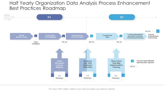 Half Yearly Organization Data Analysis Process Enhancement Best Practices Roadmap Portrait