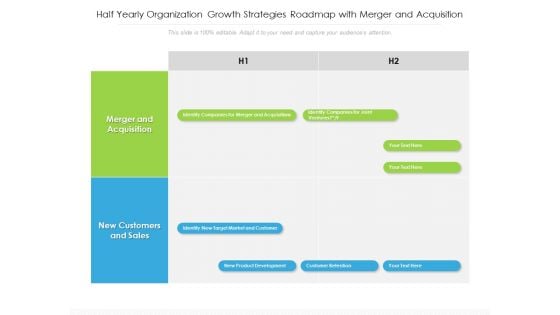 Half Yearly Organization Growth Strategies Roadmap With Merger And Acquisition Designs Half Yearly Organization Growth Strategies Roadmap With Merger And Acquisition Designs