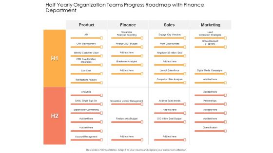 Half Yearly Organization Teams Progress Roadmap With Finance Department Microsoft Half Yearly Organization Teams Progress Roadmap With Finance Department Microsoft
