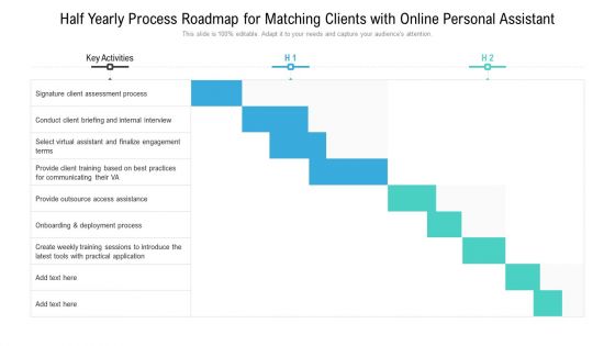 Half Yearly Process Roadmap For Matching Clients With Online Personal Assistant Clipart