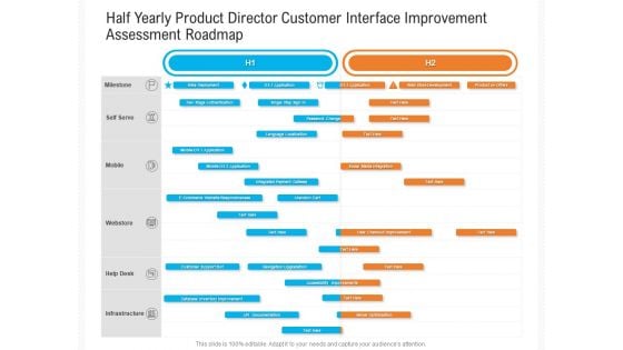 Half Yearly Product Director Customer Interface Improvement Assessment Roadmap Infographics