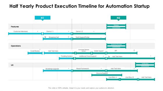 Half Yearly Product Execution Timeline For Automation Startup Themes