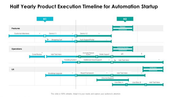 Half Yearly Product Execution Timeline For Automation Startup Themes Half Yearly Product Execution Timeline For Automation Startup Themes