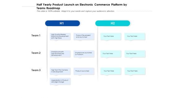 Half Yearly Product Launch On Electronic Commerce Platform By Teams Roadmap Brochure