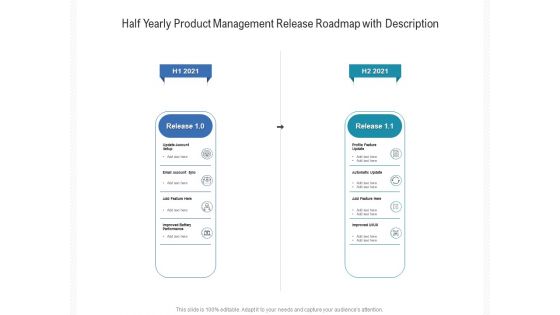 Half Yearly Product Management Release Roadmap With Description Elements