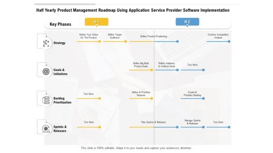 Half Yearly Product Management Roadmap Using Application Service Provider Software Implementation Clipart