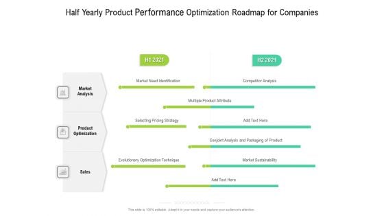 Half Yearly Product Performance Optimization Roadmap For Companies Infographics