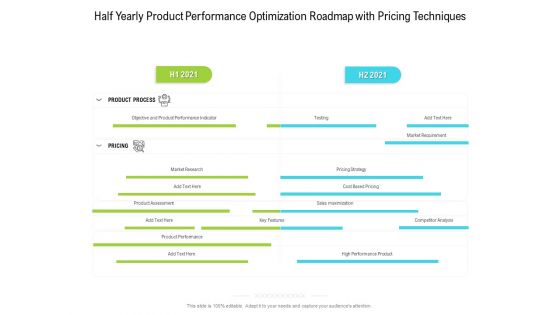 Half Yearly Product Performance Optimization Roadmap With Pricing Techniques Graphics Half Yearly Product Performance Optimization Roadmap With Pricing Techniques Graphics