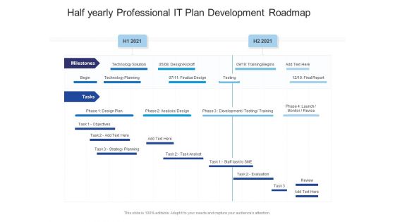 Half Yearly Professional IT Plan Development Roadmap Infographics