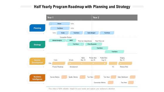 Half Yearly Program Roadmap With Planning And Strategy Download